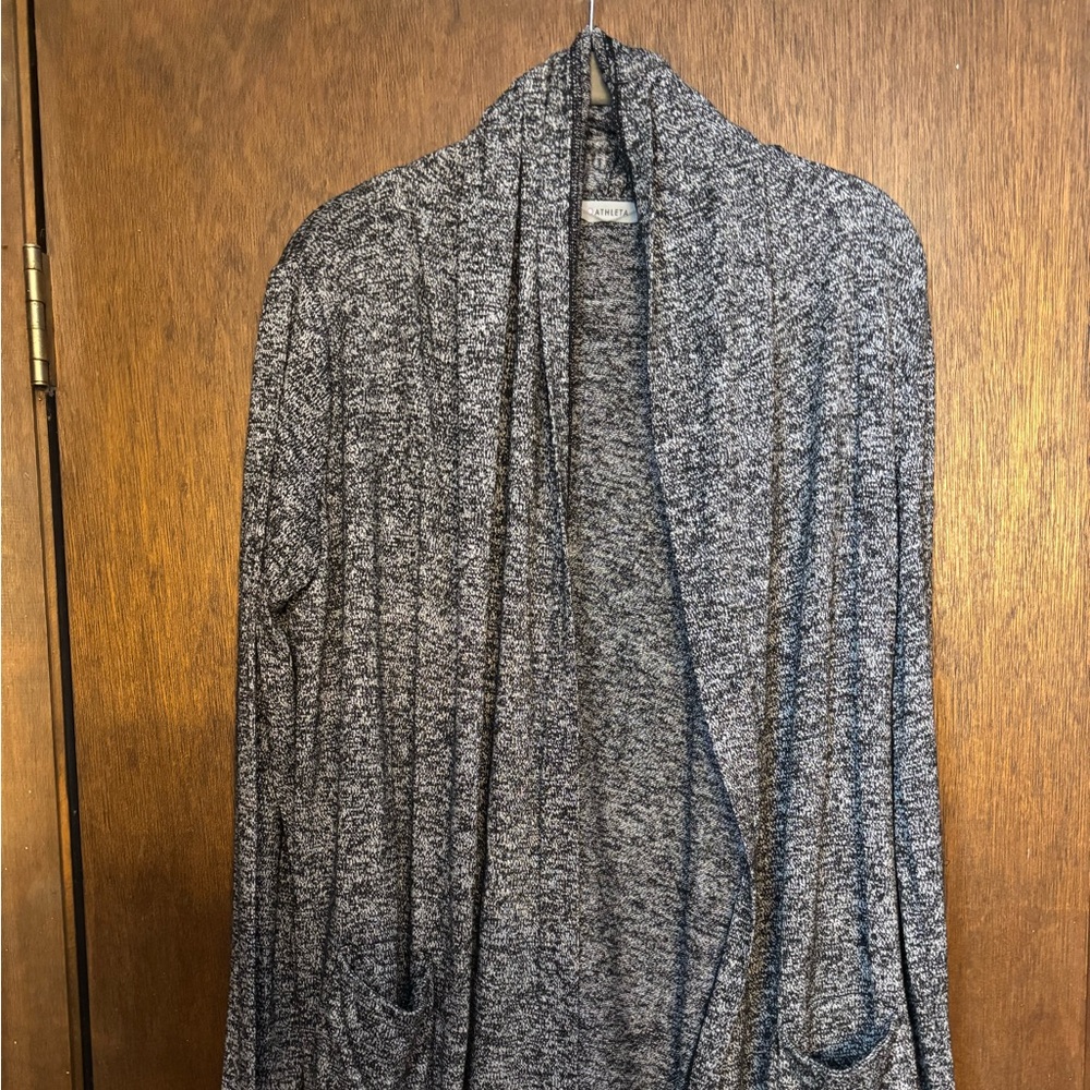 Athleta Black and White Open Front Cardigan